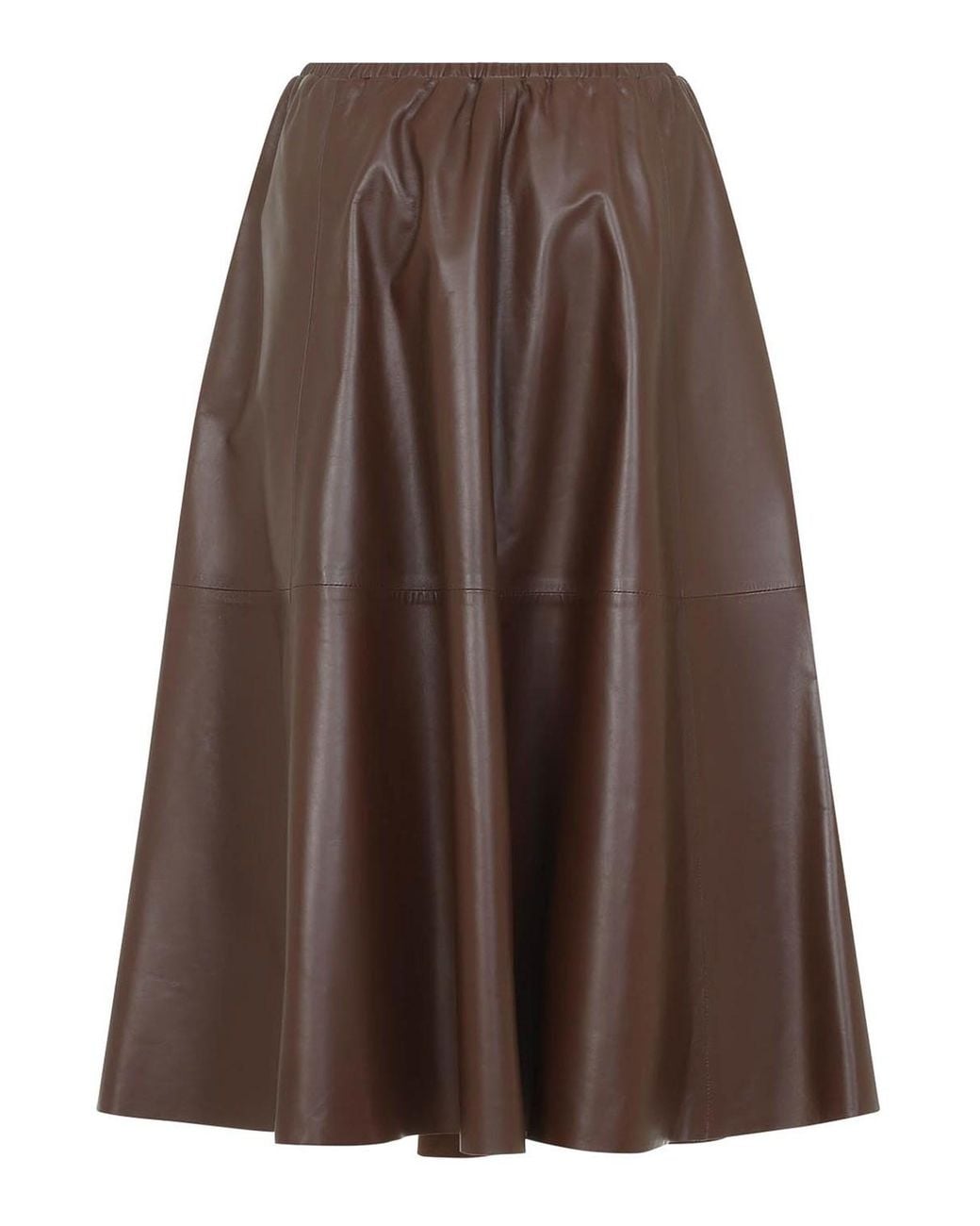 Alberta Ferretti Brown Nappa Midi Skirt