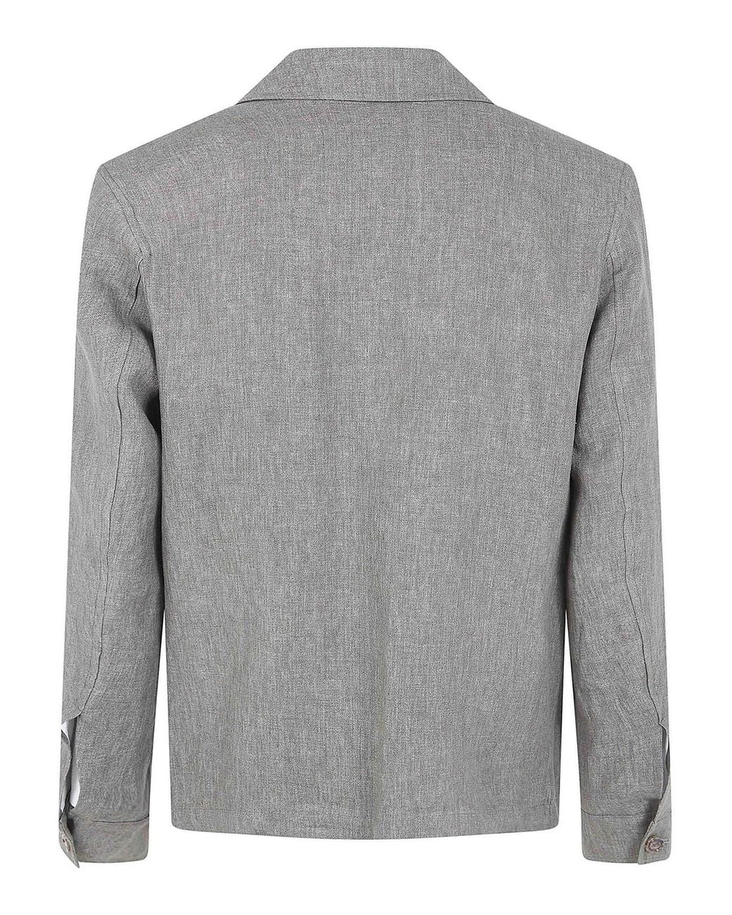 Barba Napoli Gray Park Linen Shirt for men