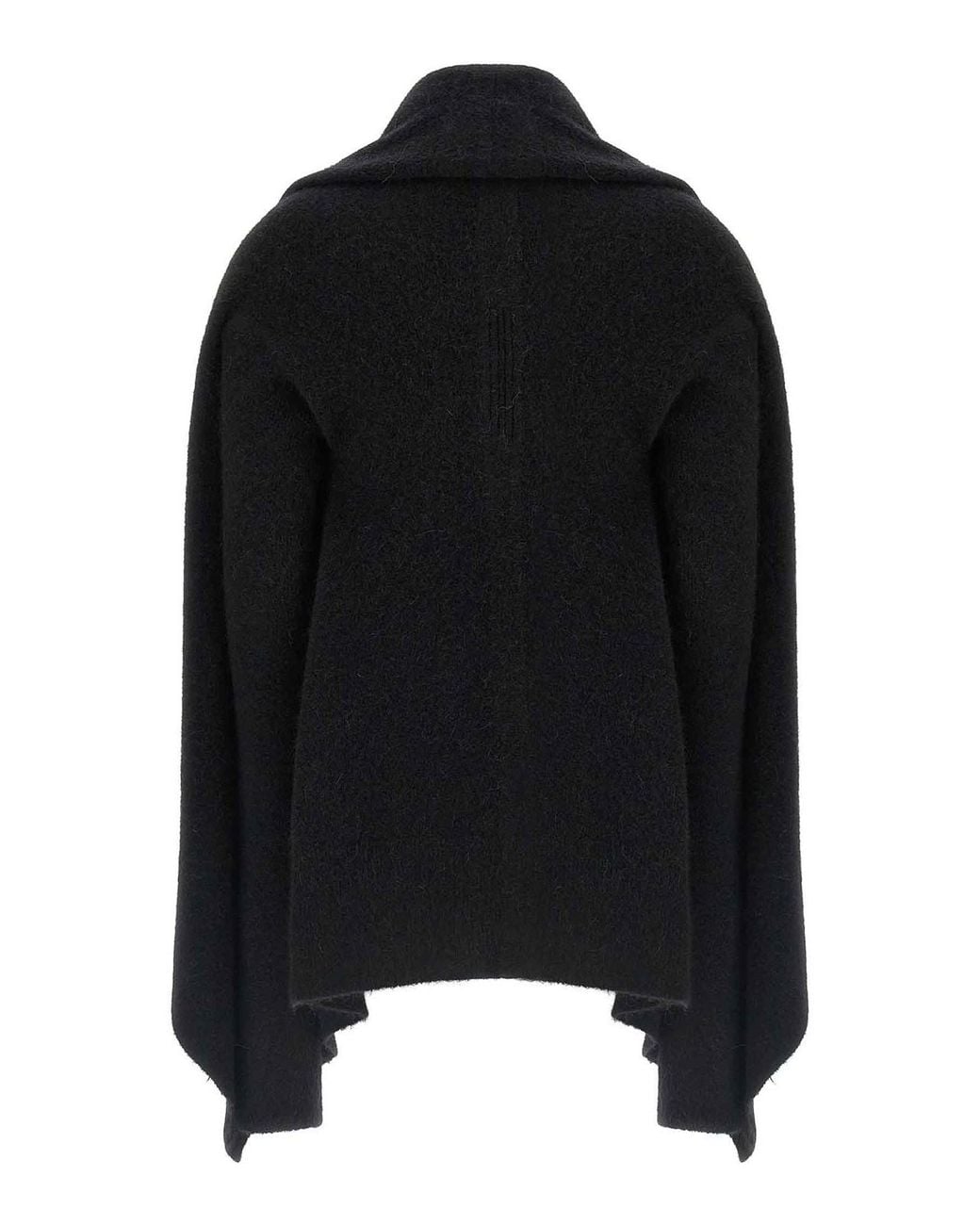 Rick Owens Black Hooded Medium Wrap' Cardigan
