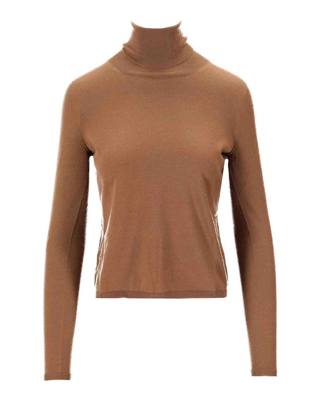 Max Mara Brown Veloce Lightweight Cashmere Turtleneck