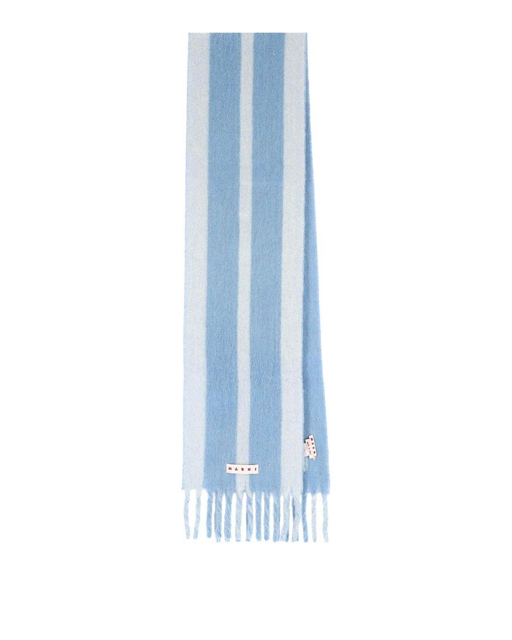 Marni Blue Logo Striped Scarf