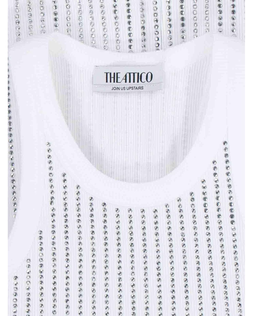 The Attico White Top With Crystals