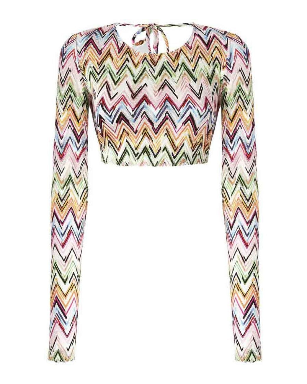 Missoni White And Long-Sleeve Crop Top