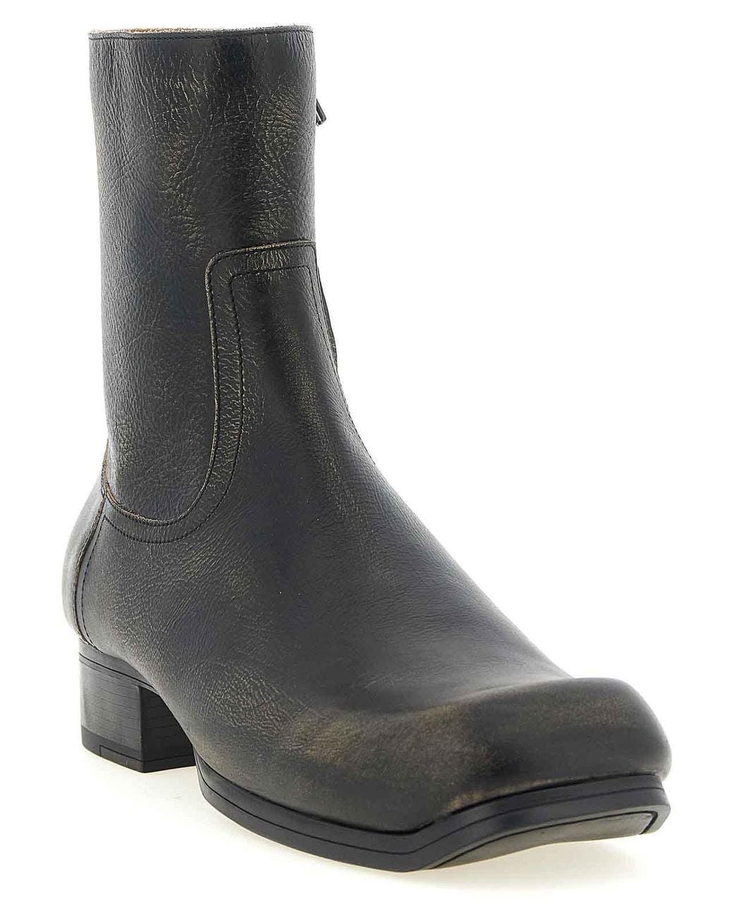 Maison Margiela Black Vintage Leather Ankle Boots for men