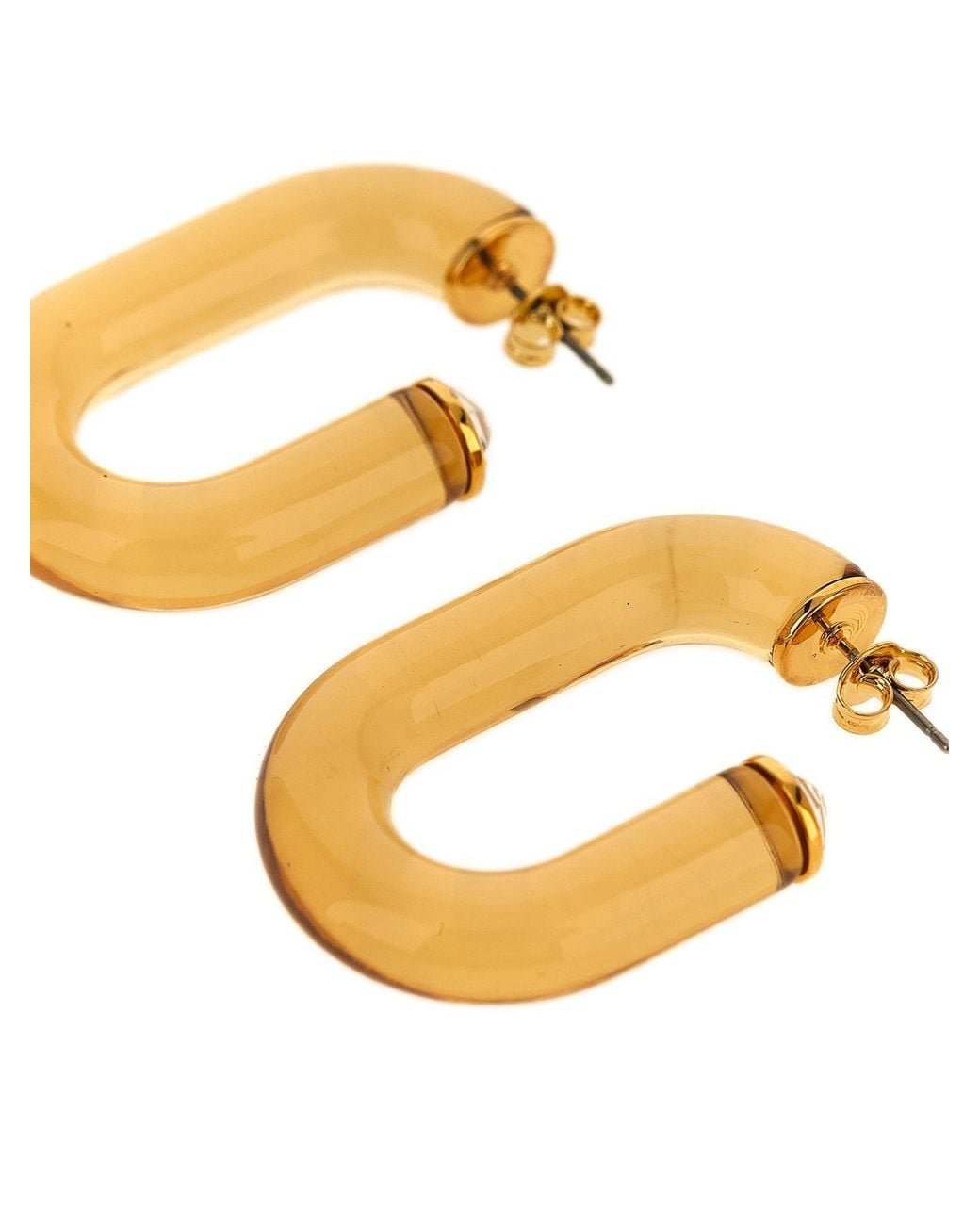Rabanne Metallic Bo Resine Earrings With Crystal Detail