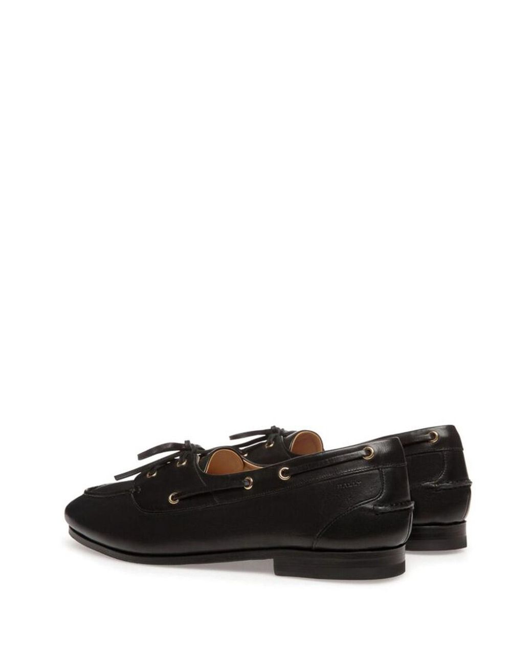 Bally Black Leather Moccasins With Lace-Up Detailing And Debossed Logo for men
