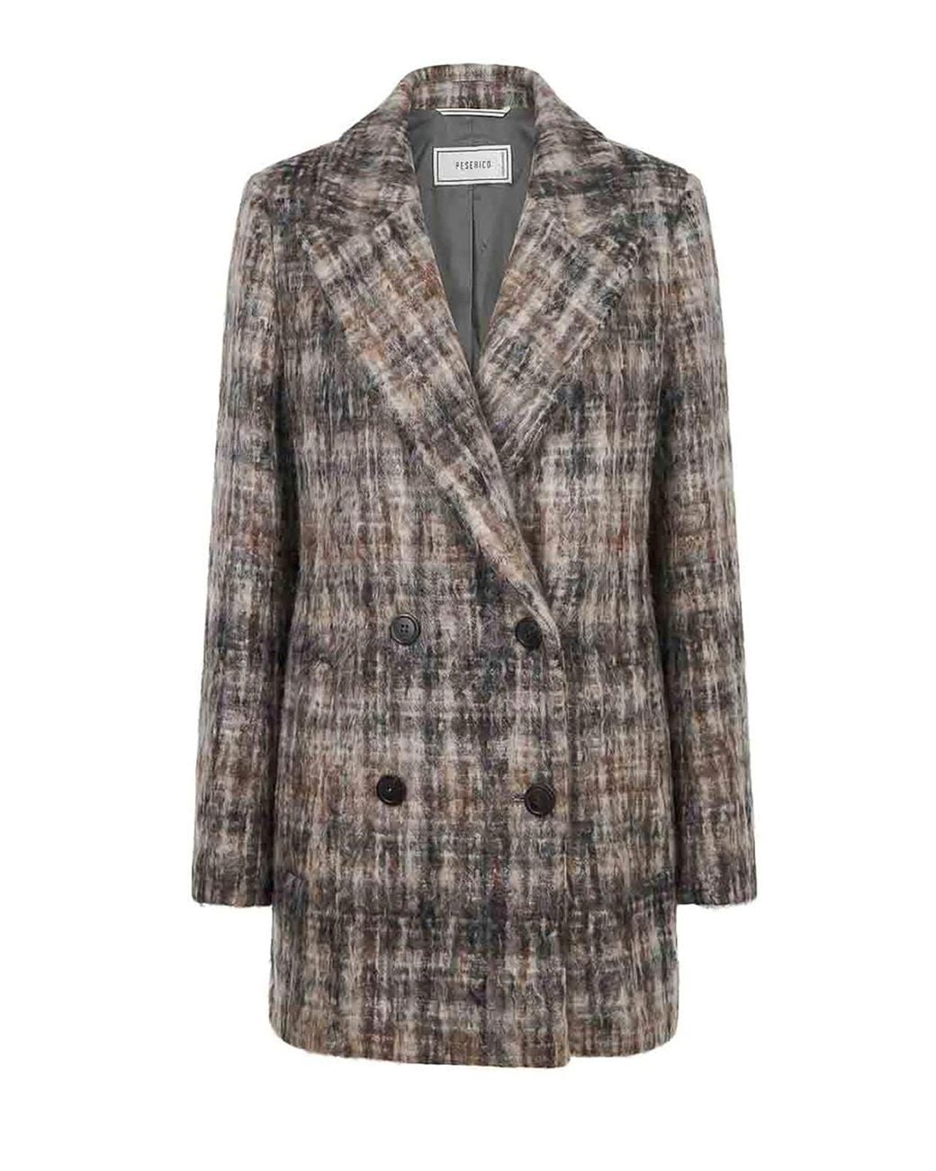 Peserico Gray Double-Breasted Coat