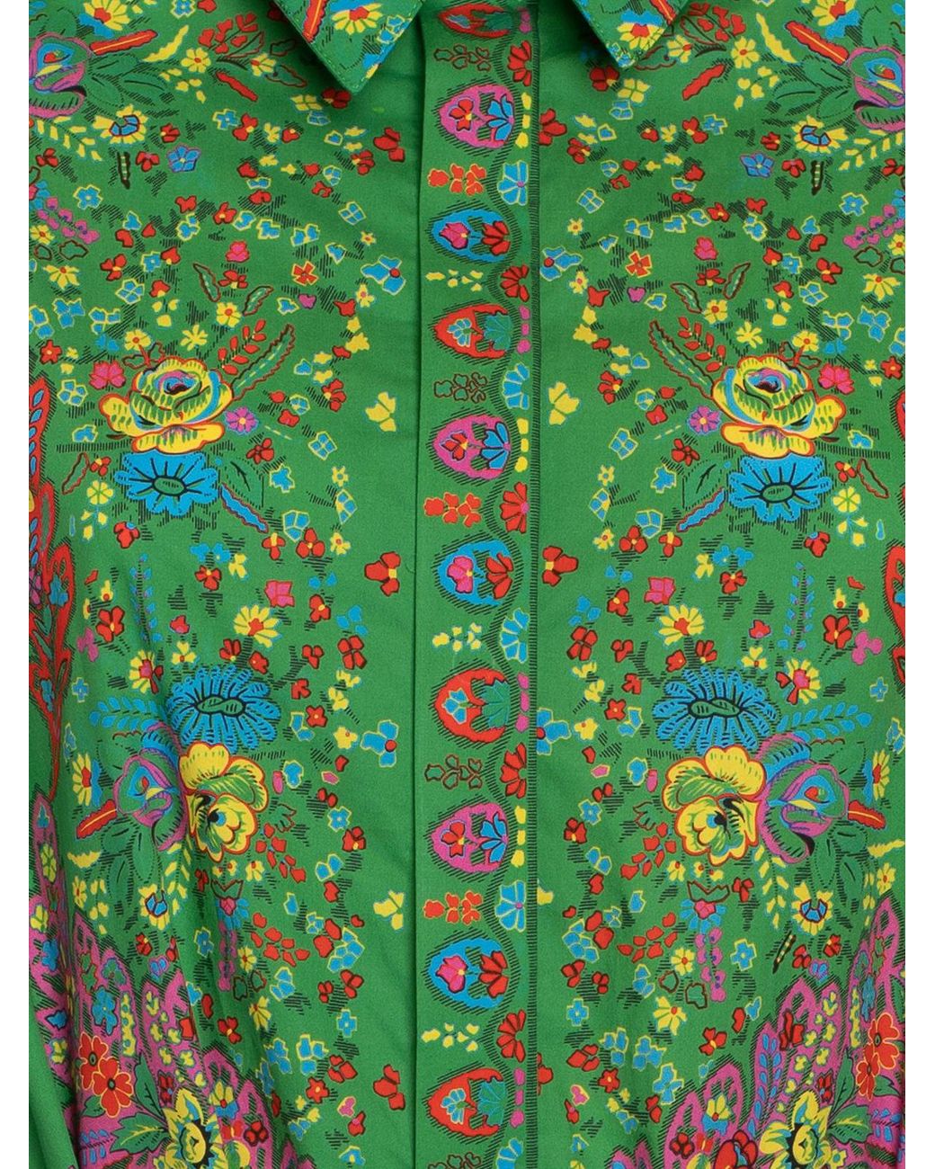 KENZO Green Paisley Flower Shirt Dress