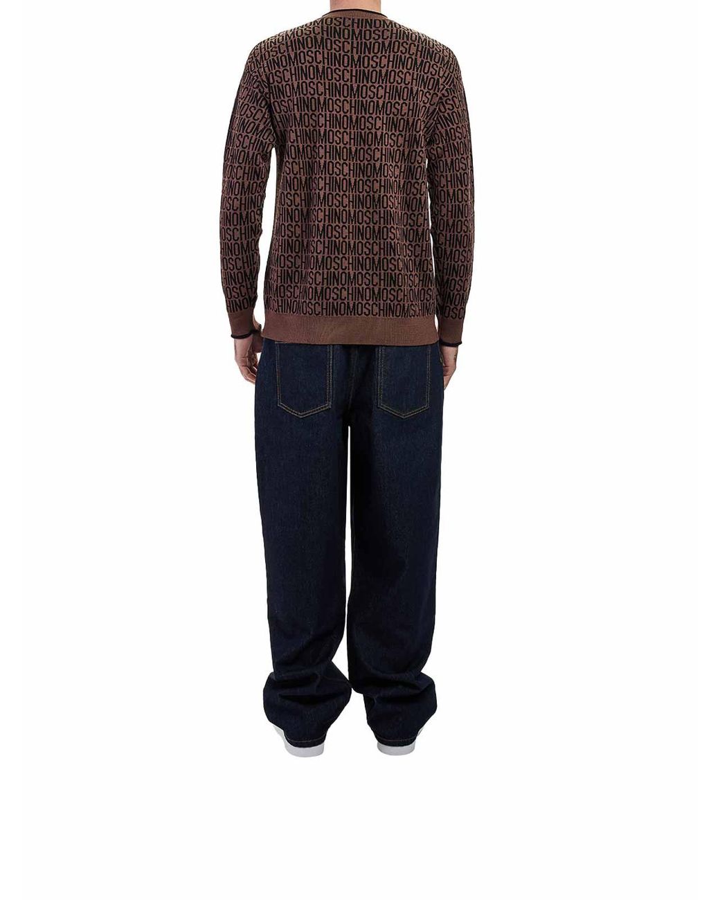 Moschino Brown Logo Crew Neck for men