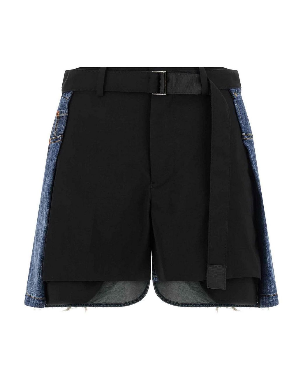 Sacai Black Wool Insert Shorts