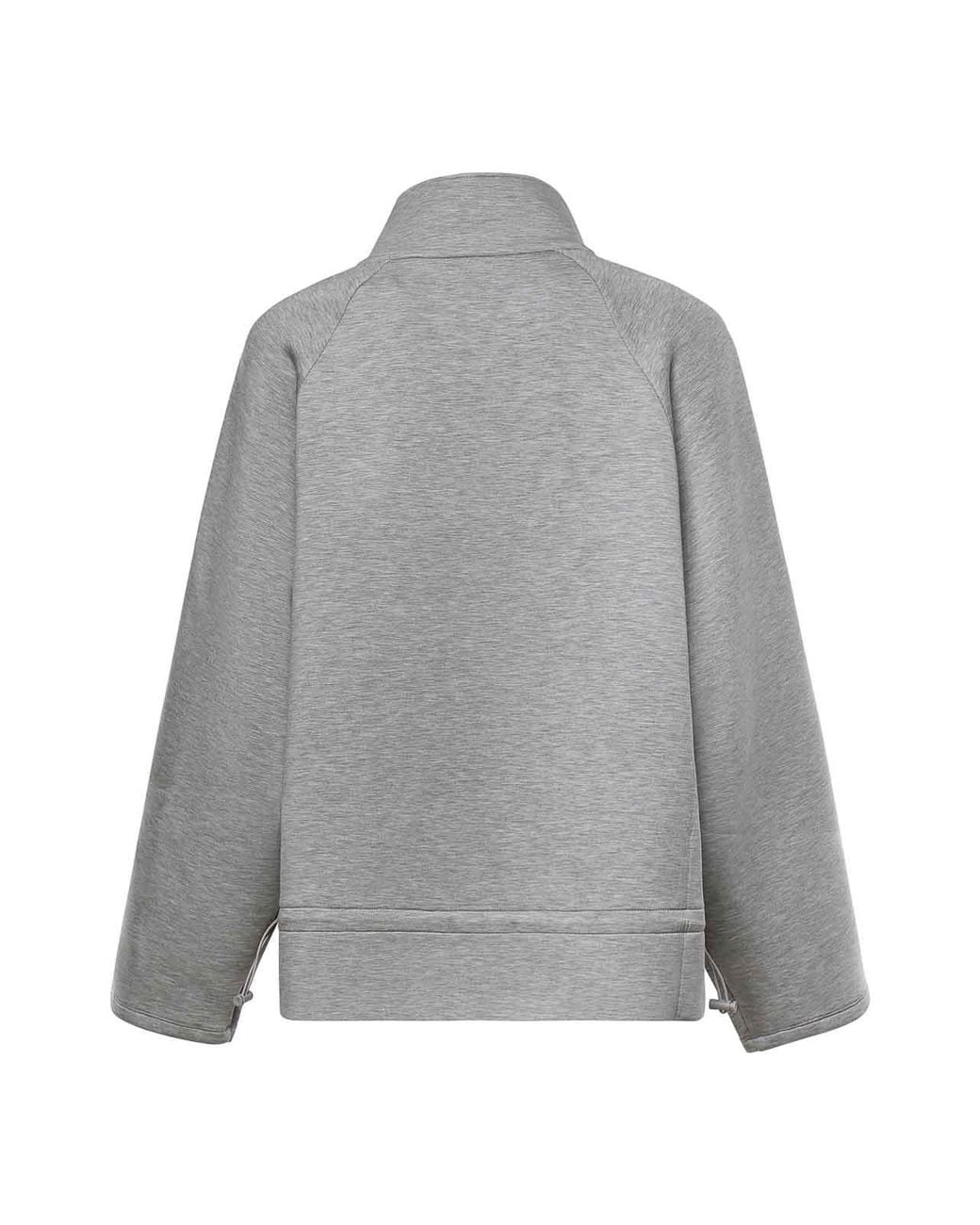 ROTATE BIRGER CHRISTENSEN Gray Half-Zip Scuba Jacket With Logo