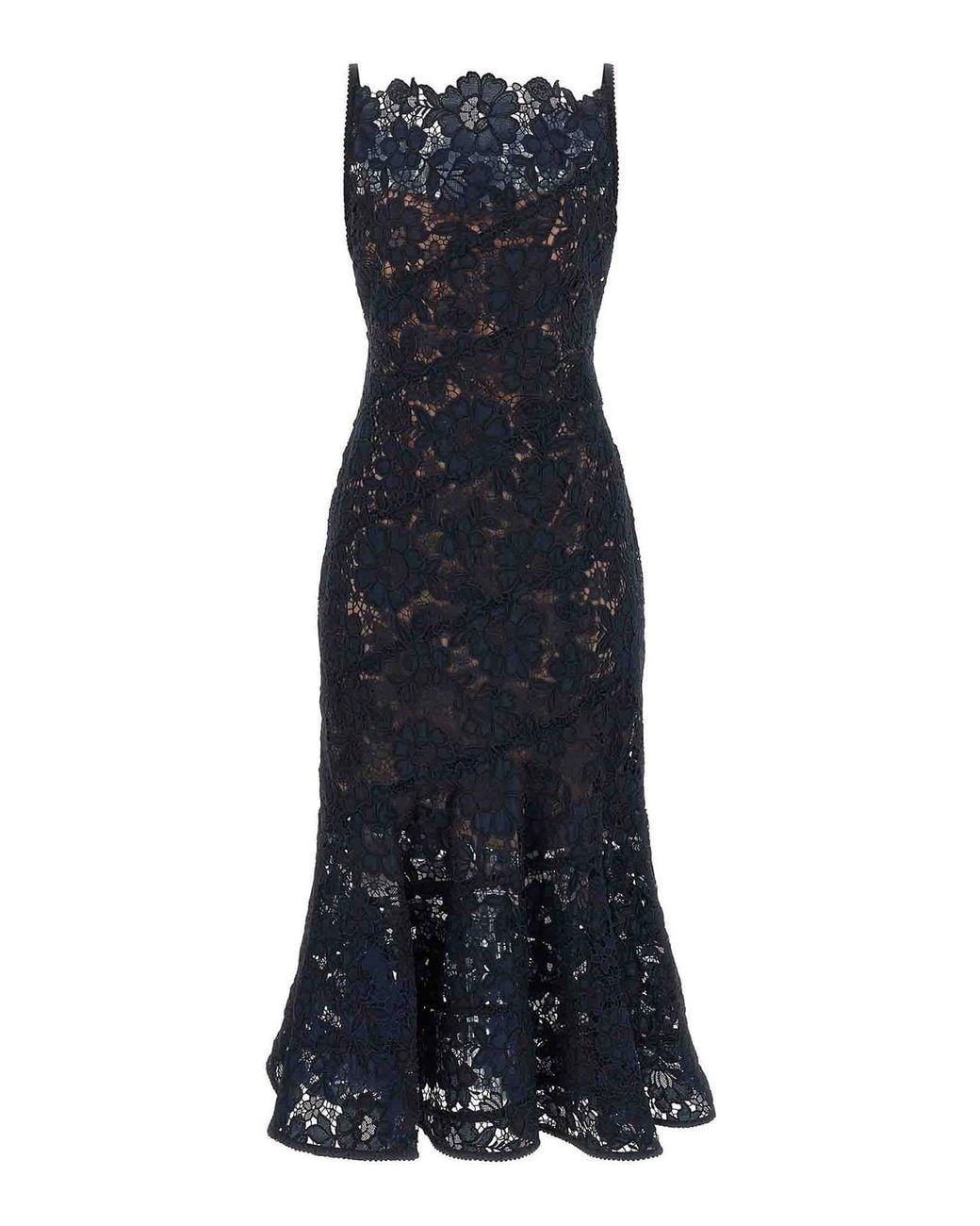 Self-Portrait Blue Spiral Lace Lace Dress