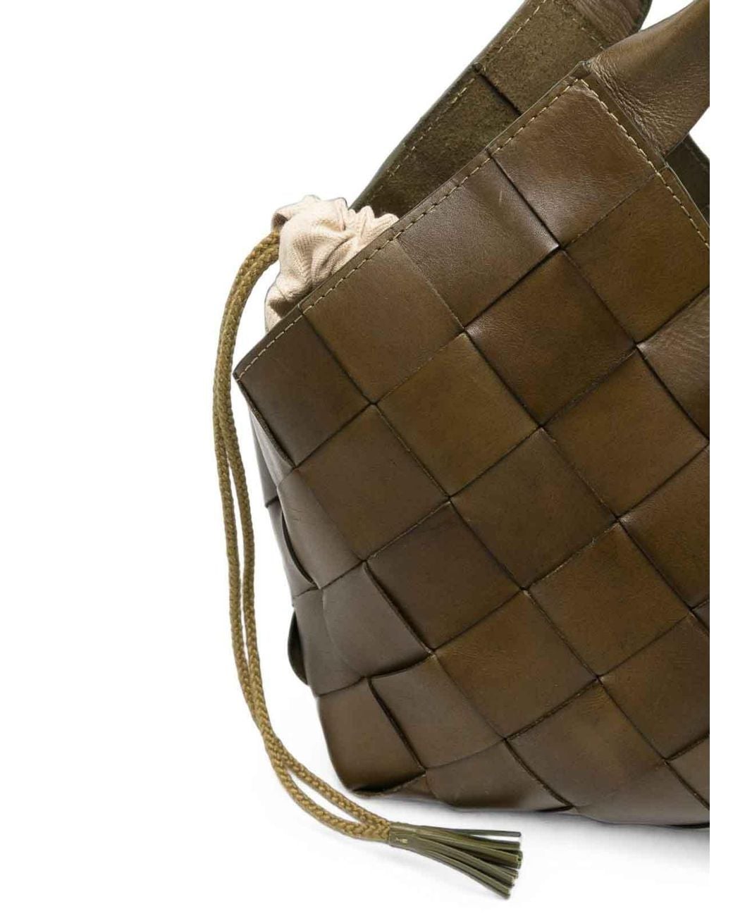 Dragon Diffusion Brown Khaki Castello Woven Leather Bag