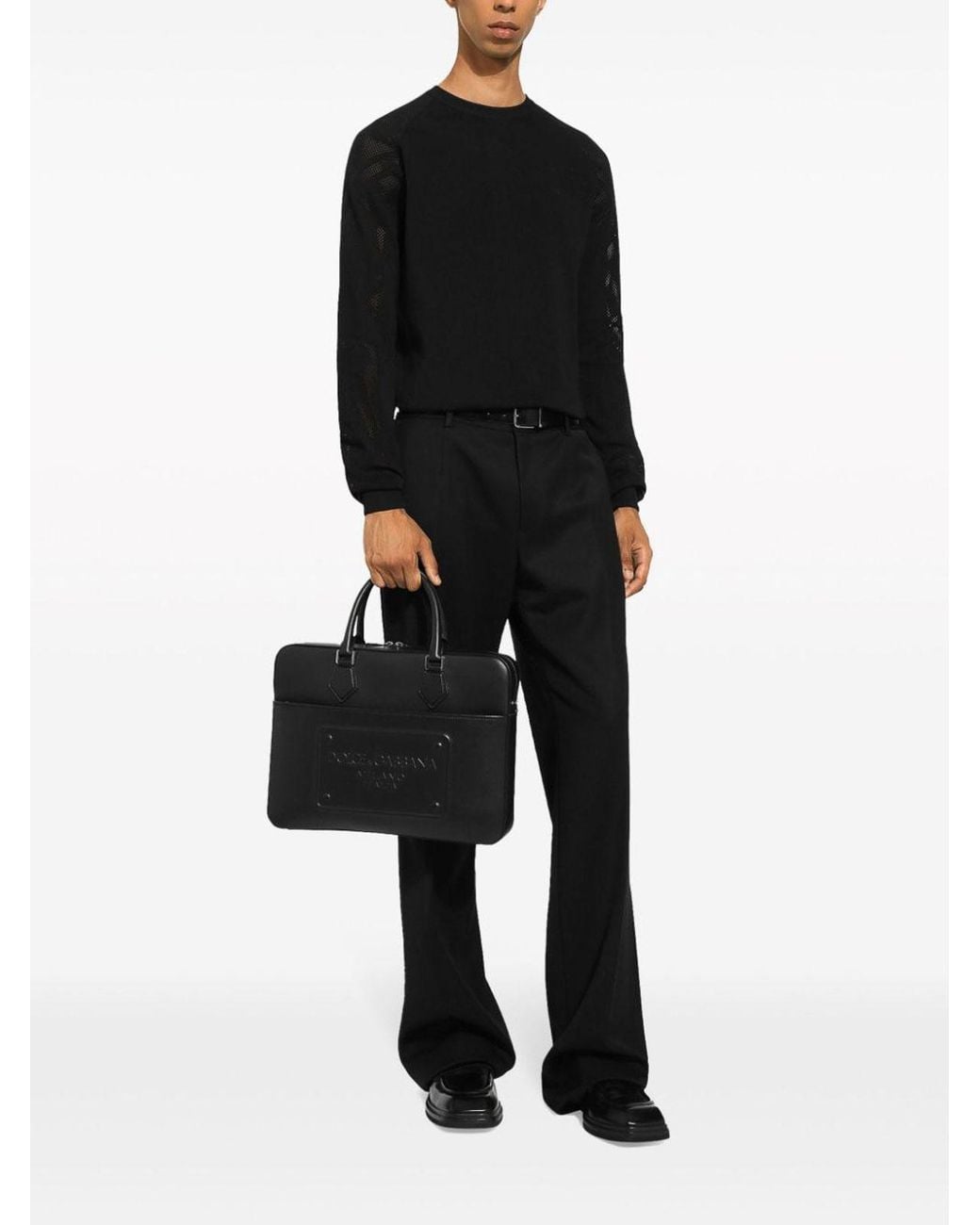 Dolce & Gabbana Black Leather Briefcase for men