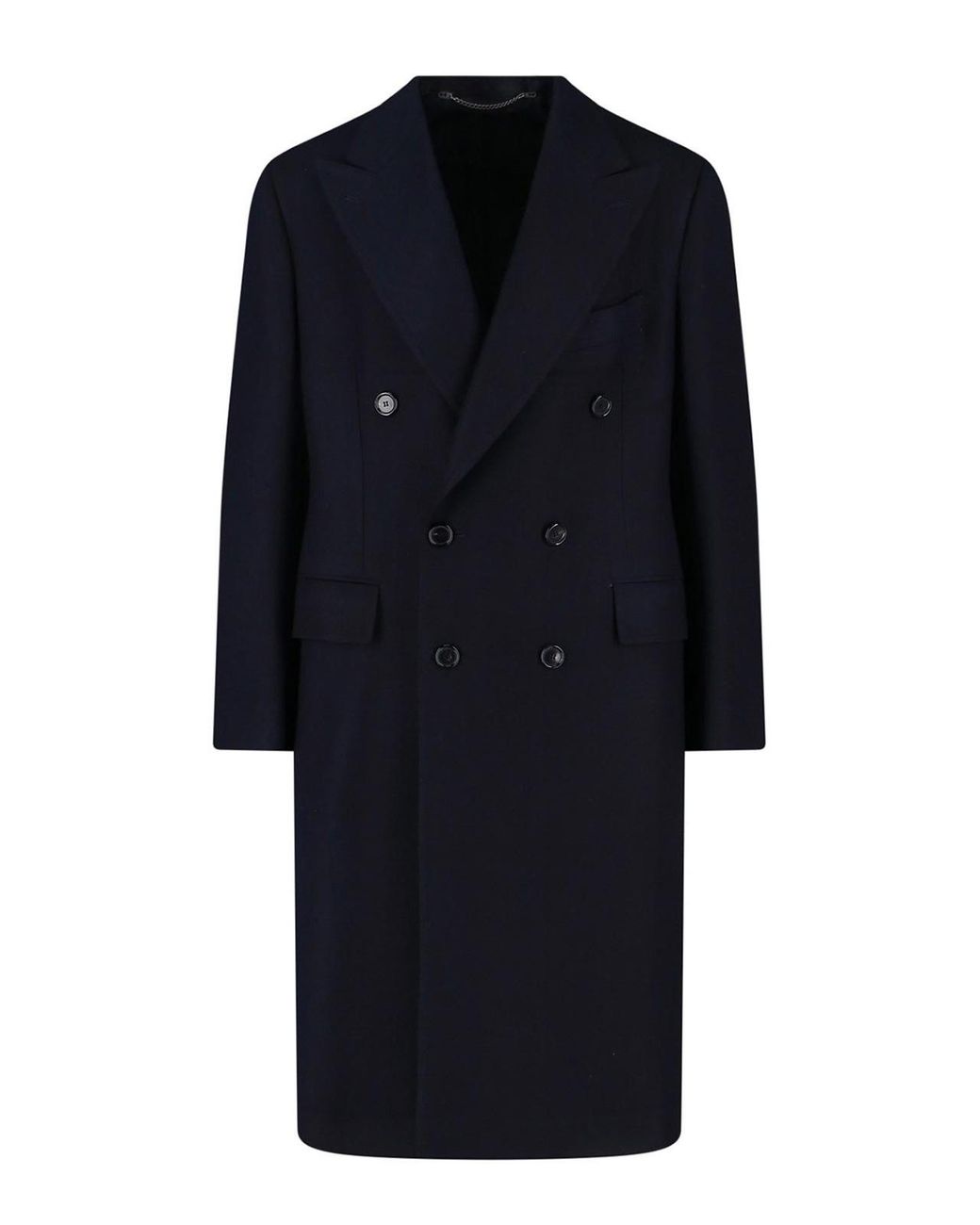 Cesare Attolini Blue Double-Breasted Coat for men