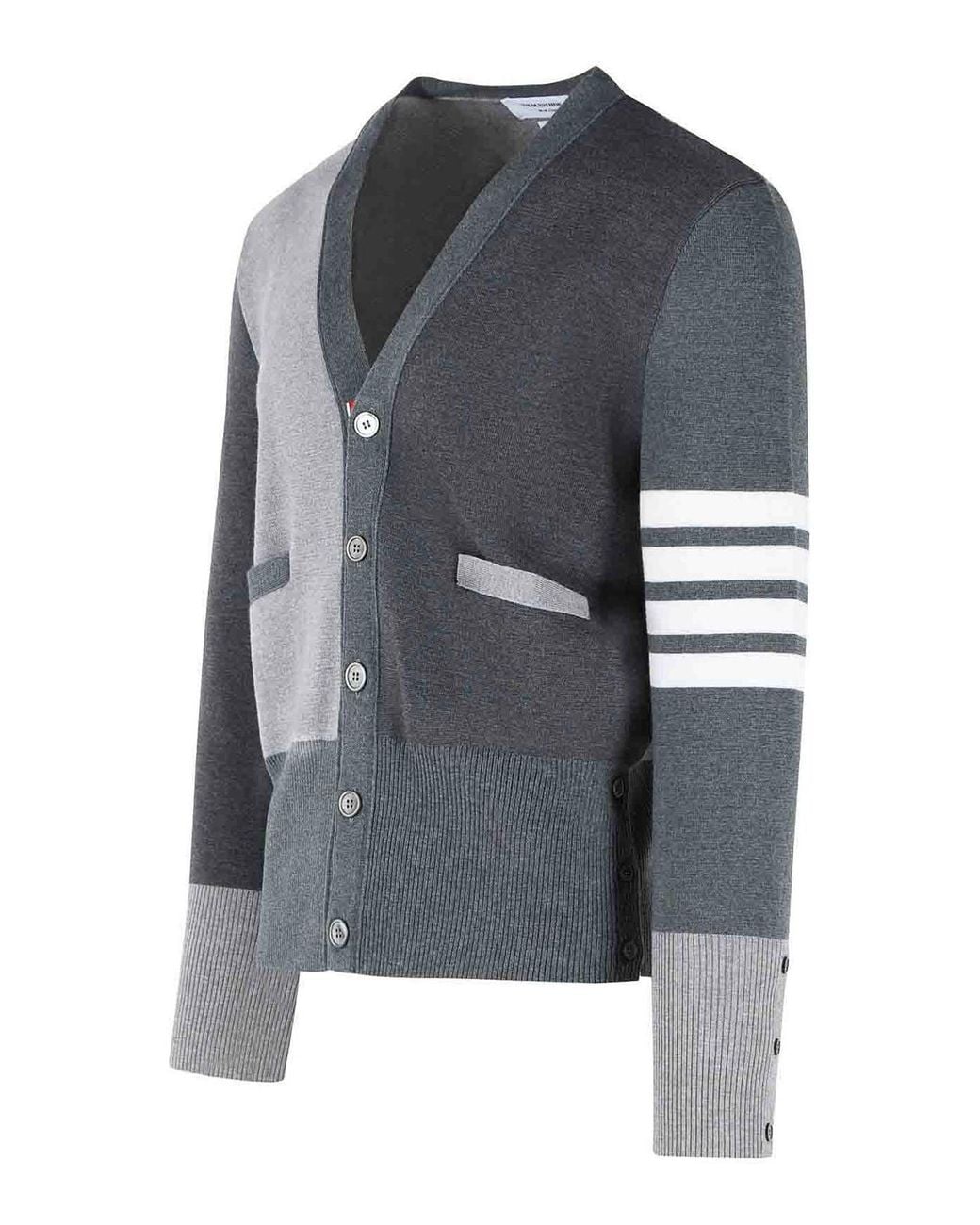 Thom Browne Gray Fun Mix Merino Wool Cardigan for men