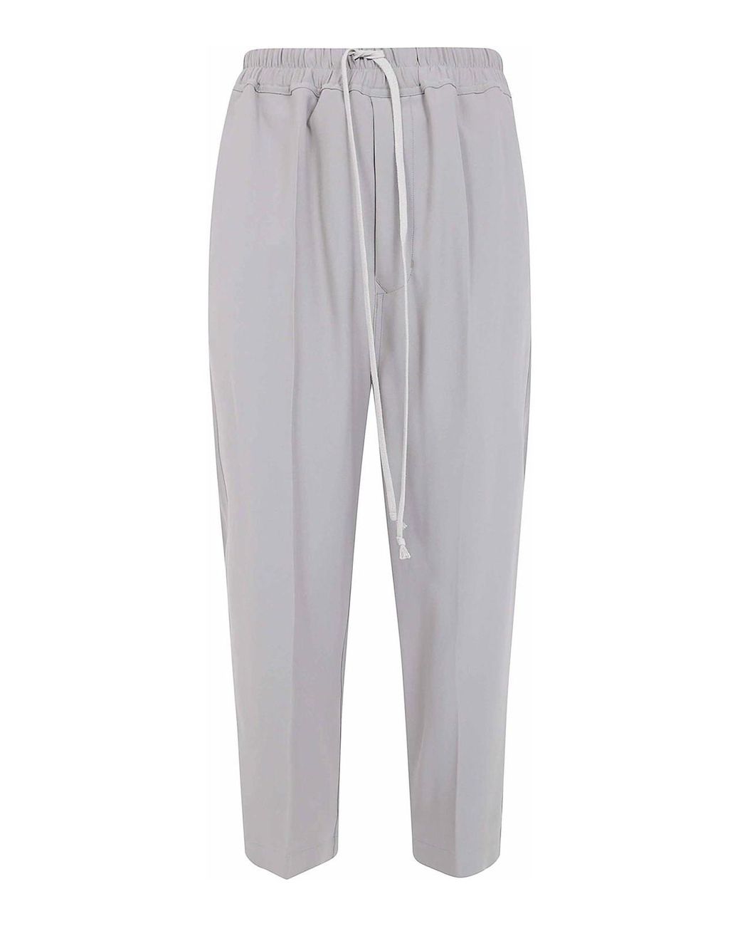Rick Owens Gray Drawstring Cropped Trousers