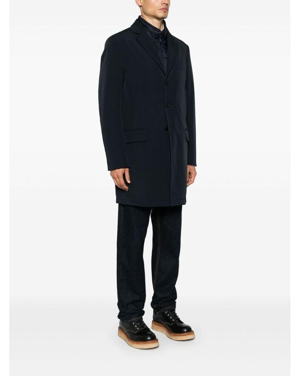 Fay Blue Layered Notched Lapel Jacket for men