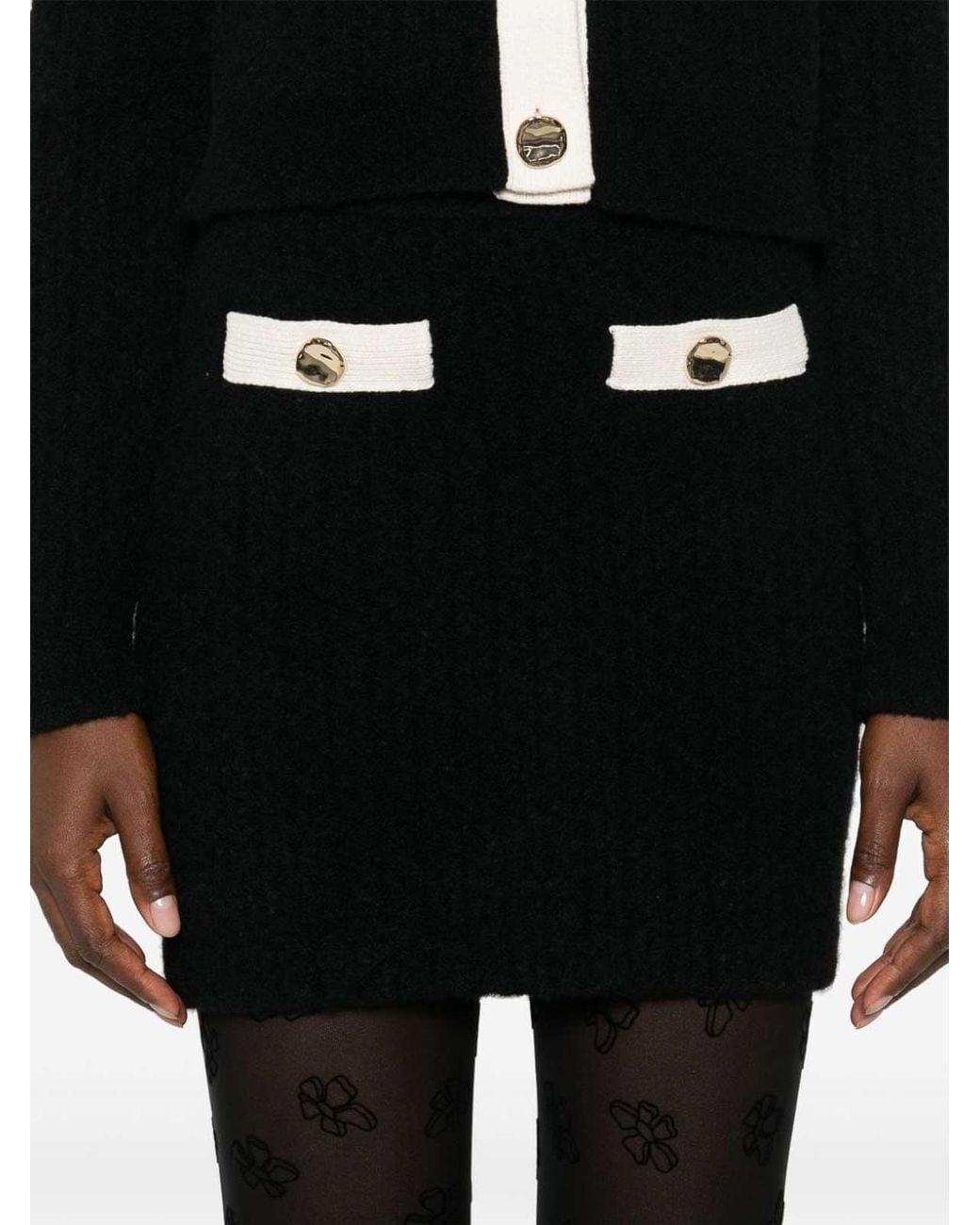 Self-Portrait Black Cashmere Blend Knit Skirt