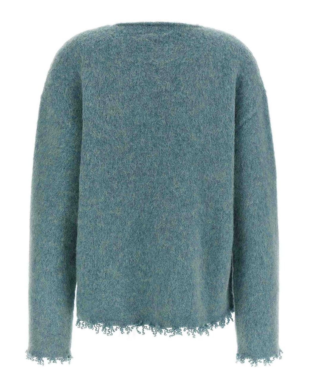 Jil Sander Blue Fringed Sweater
