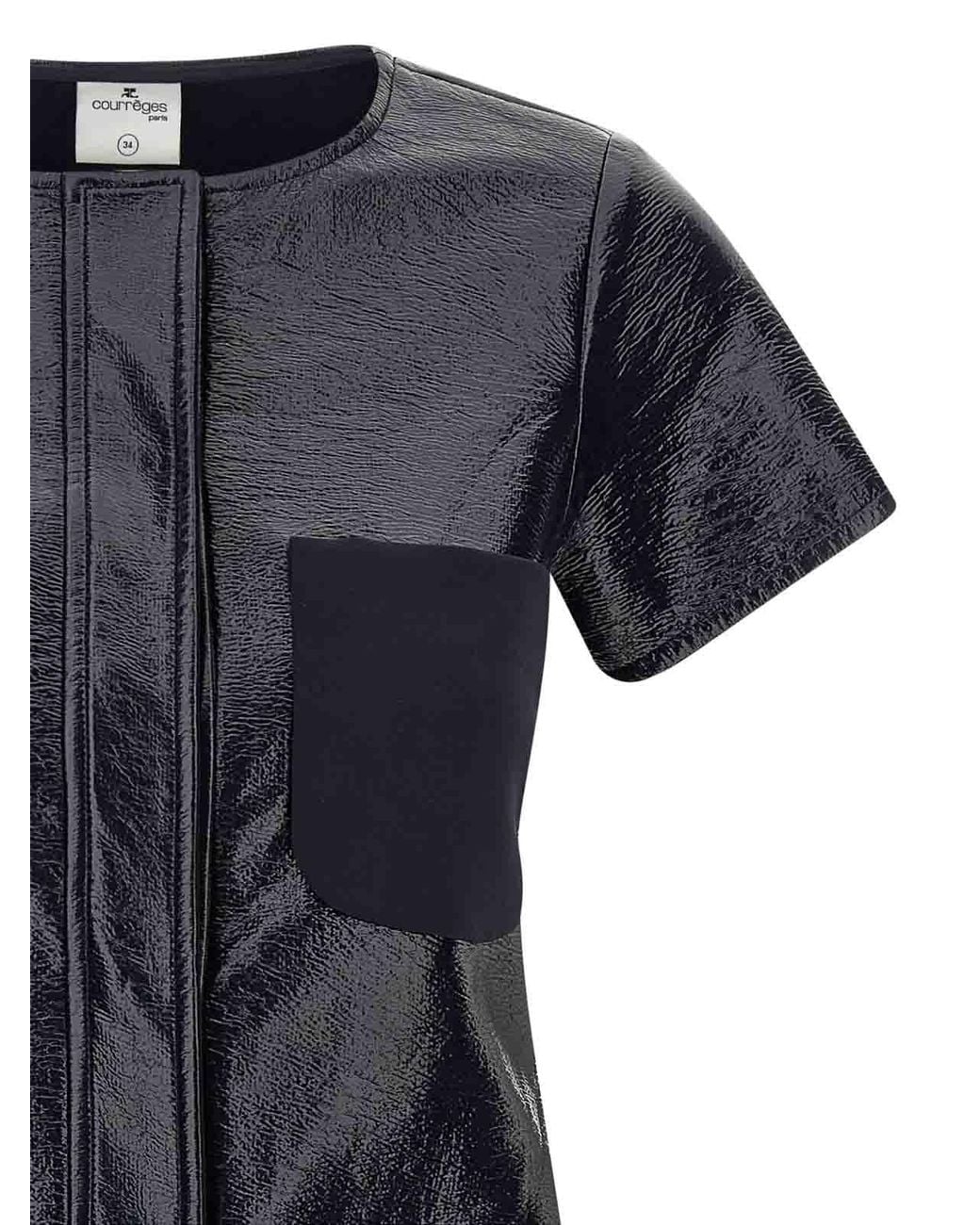 Courreges Black 2-Pocket Vinyl Cotton Dress