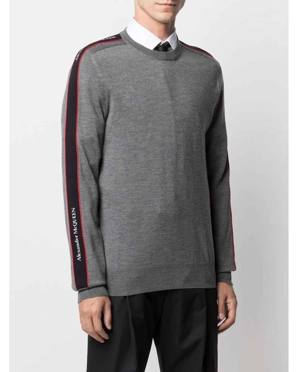 Pull Col Rond McQueen en coloris Gray