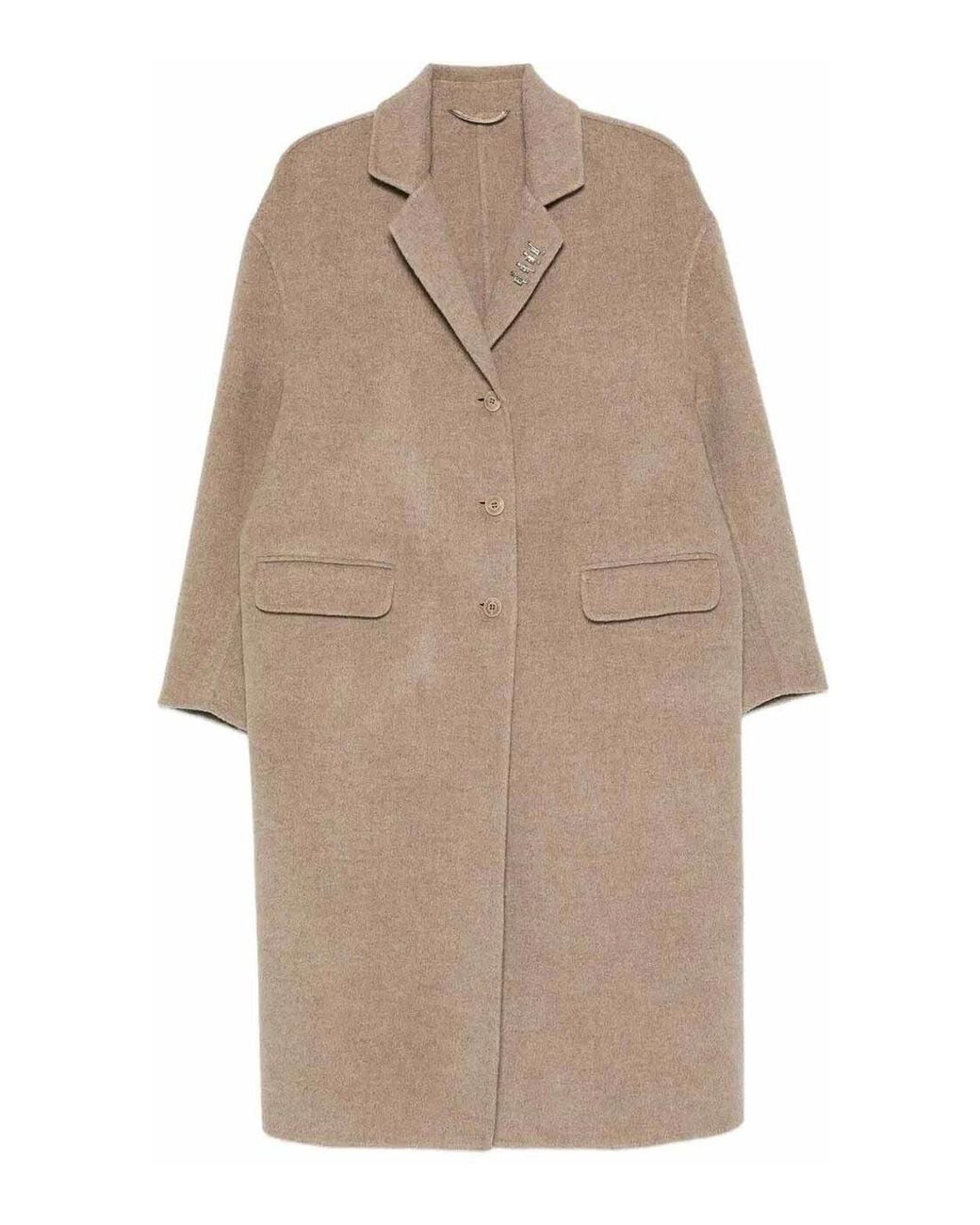 Ermanno Scervino Natural Single-Breasted Coat