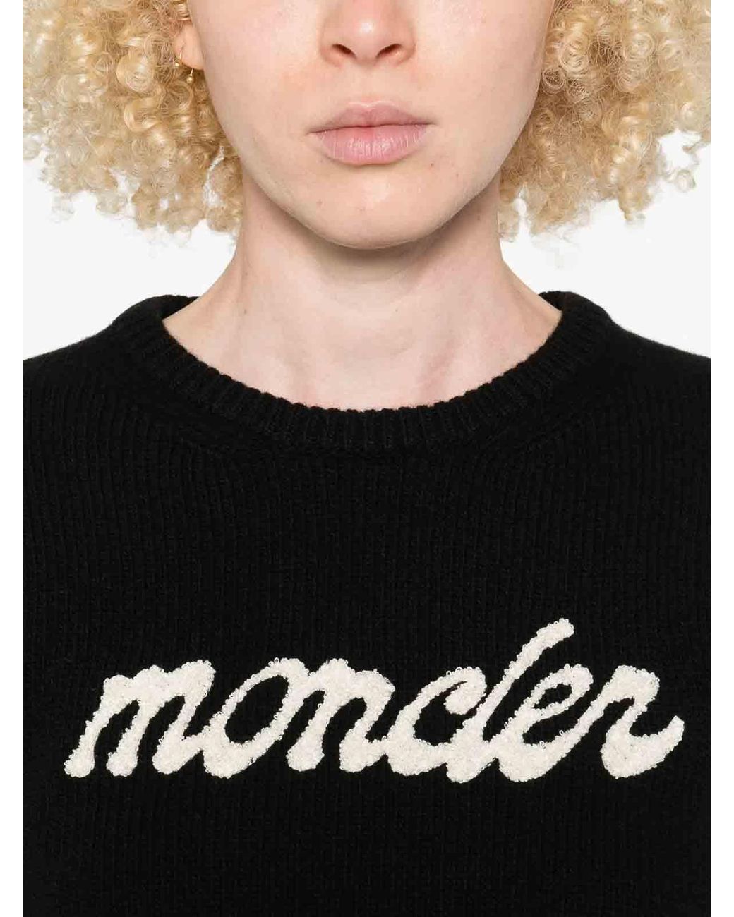 Moncler Black Wool Crew Neck Jumper for men