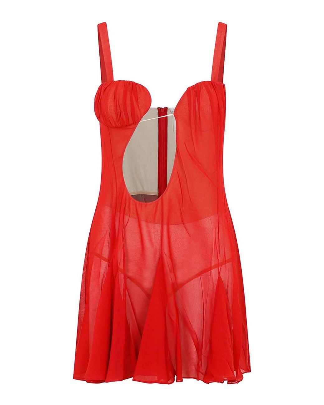 Nensi Dojaka Red Asymmetrical Panel Godet Mini Dress