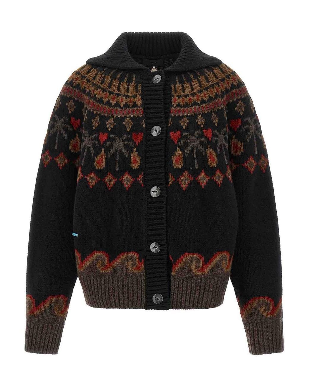 Alanui Black Sweet Winter Virgin Wool Cardigan