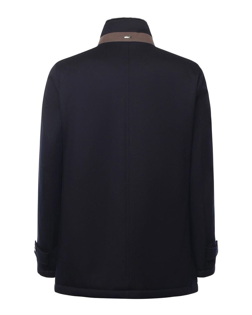 Herno Blue Diagonal Wool Carcoat for men