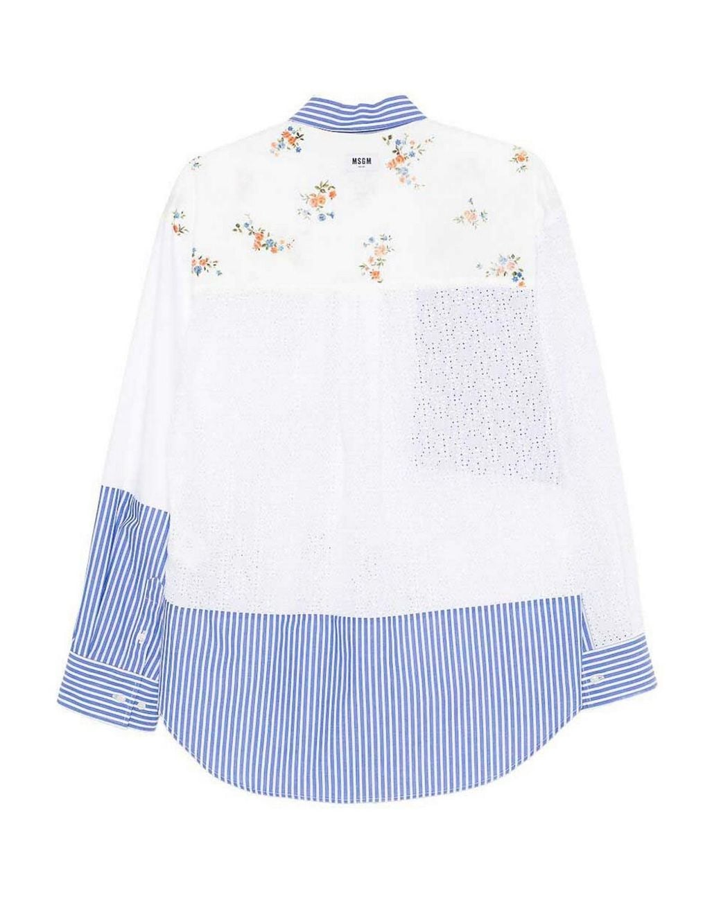 MSGM Blue Light Patchwork Poplin Shirt