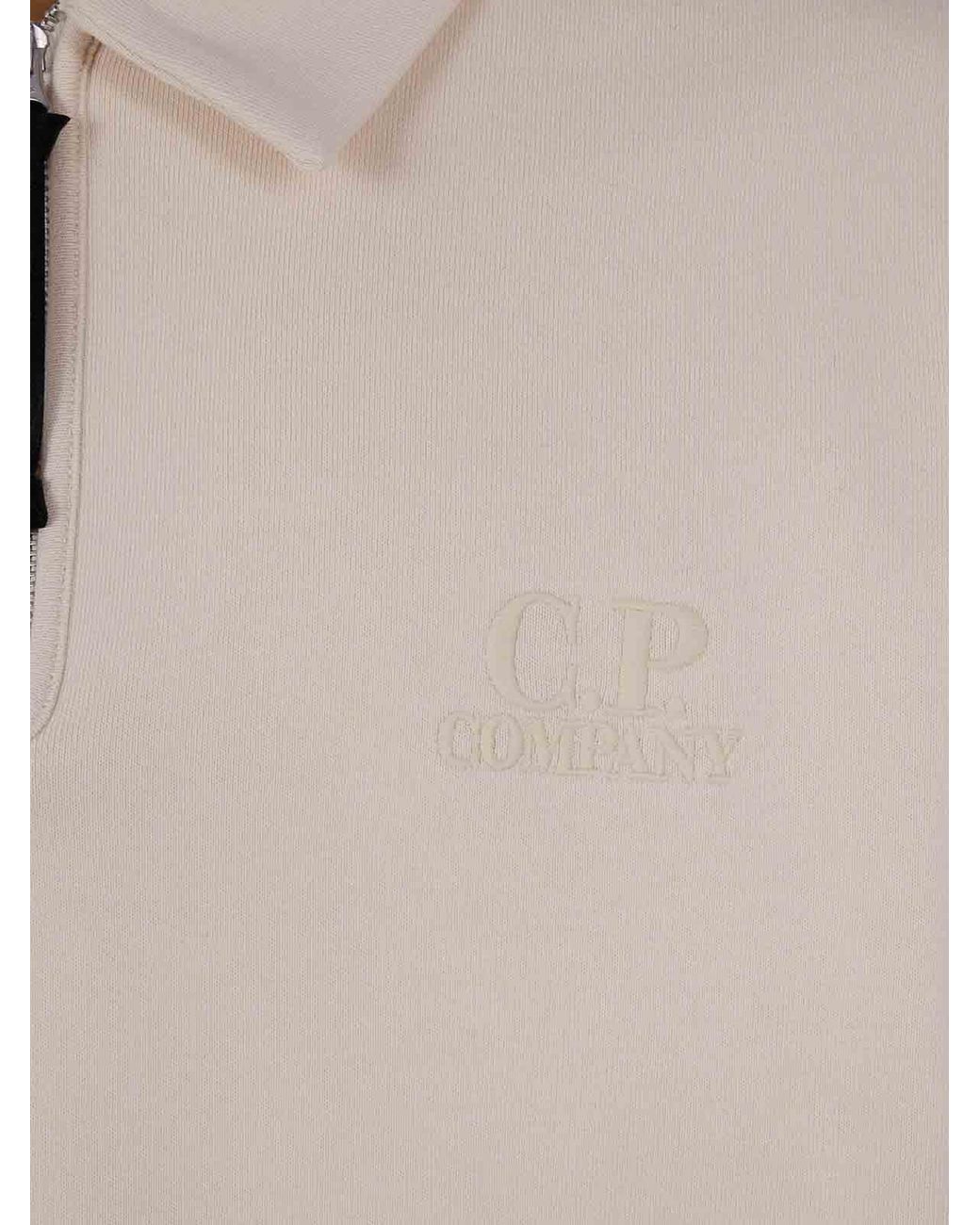 C P Company White Sweatshirts Polo Collar for men