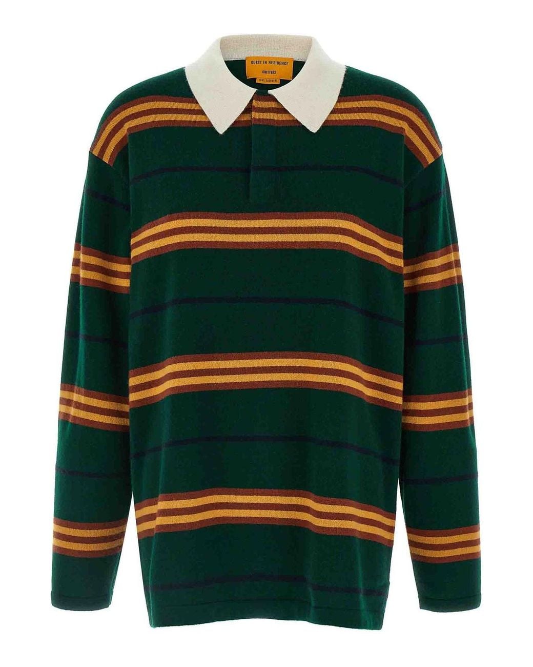 Guest In Residence Green Striped Rugby Polo Shirt