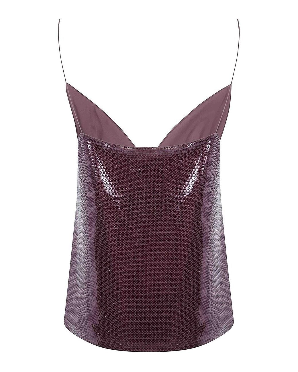 Alberta Ferretti Purple Paillettes Su Jersey Top