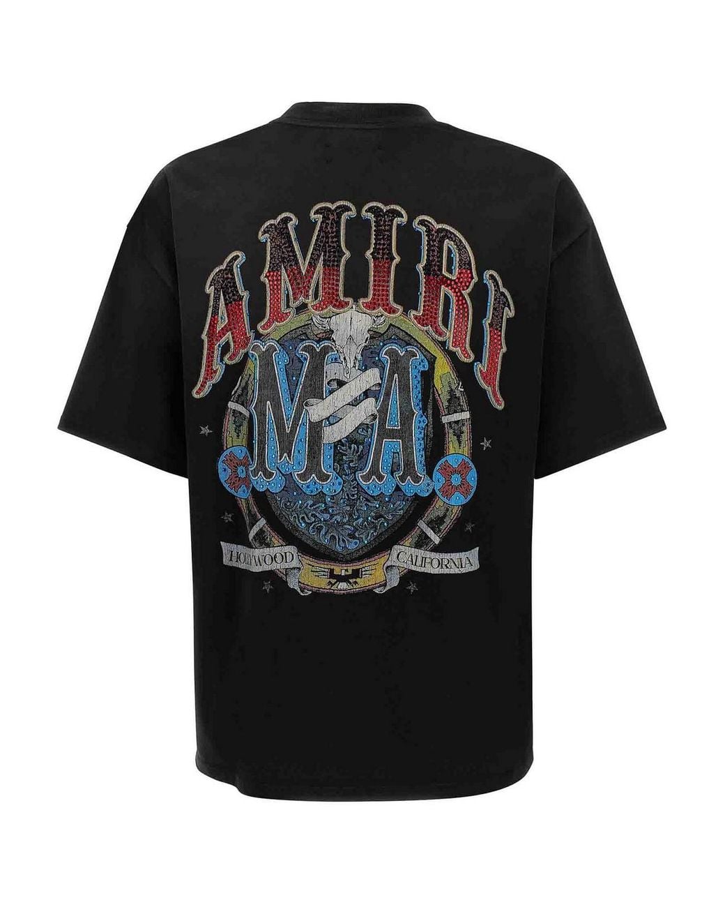 Amiri Black Crystal Hollywood Cotton T-Shirt for men
