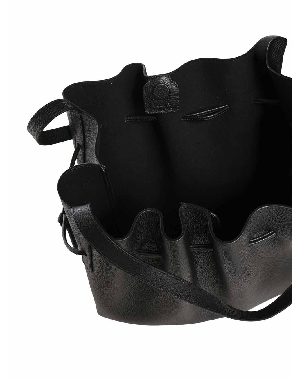 Yuzefi Black Scallop Leather Tote Bag