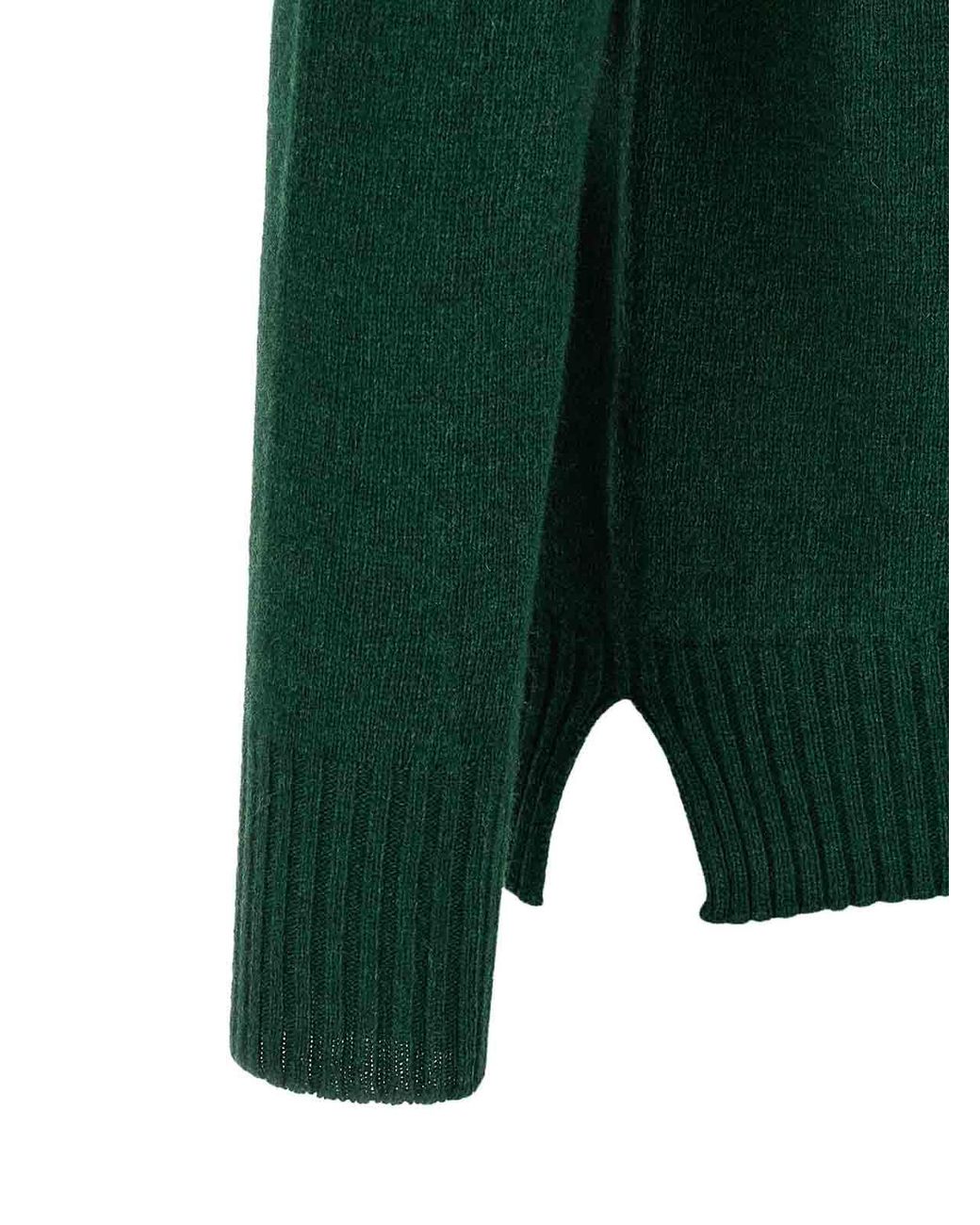 Ma'ry'ya Green Crew-Neck Sweater With Slits for men