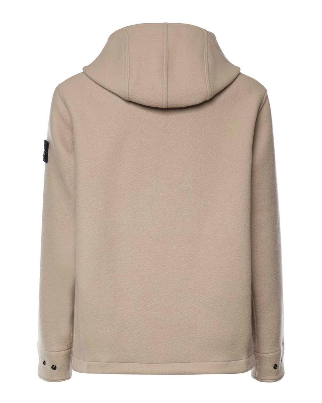 Stone Island Natural Cropped Wool And Cashmere Parka for men