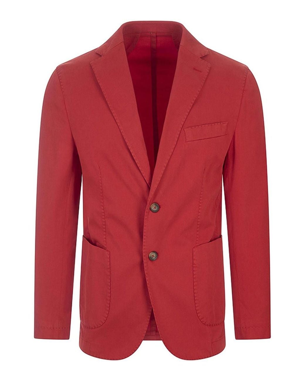RUSSO CAPRI Red Oxford Cotton Blazer for men