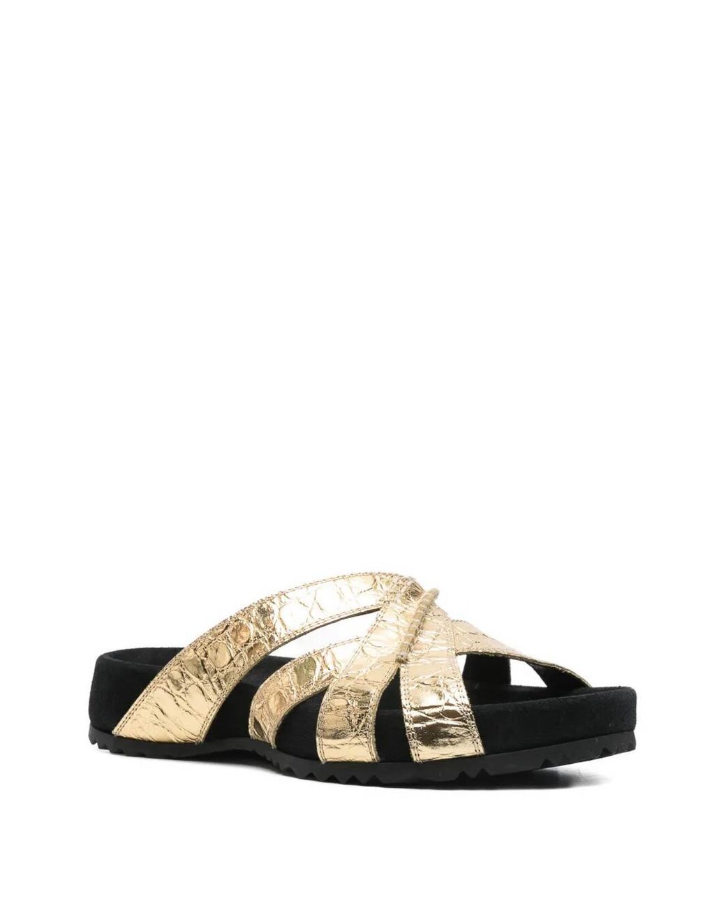 Dries Van Noten Metallic Leather Braided Slippers