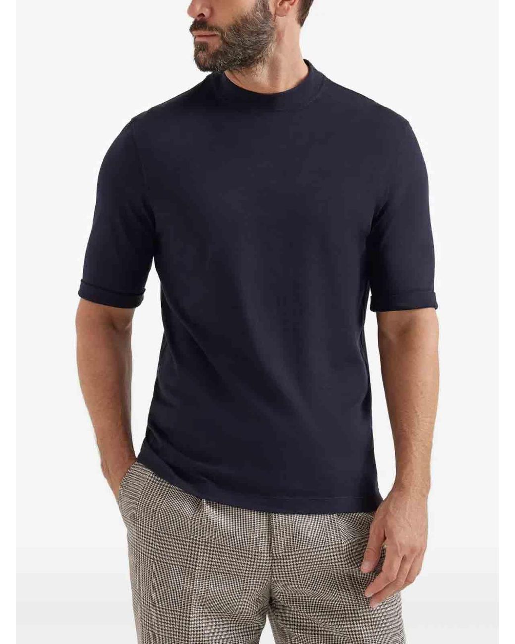 Brunello Cucinelli Blue Jersey T-Shirt for men