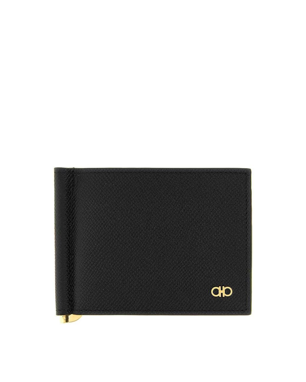 Ferragamo Black Gancini Wallet With Clip for men