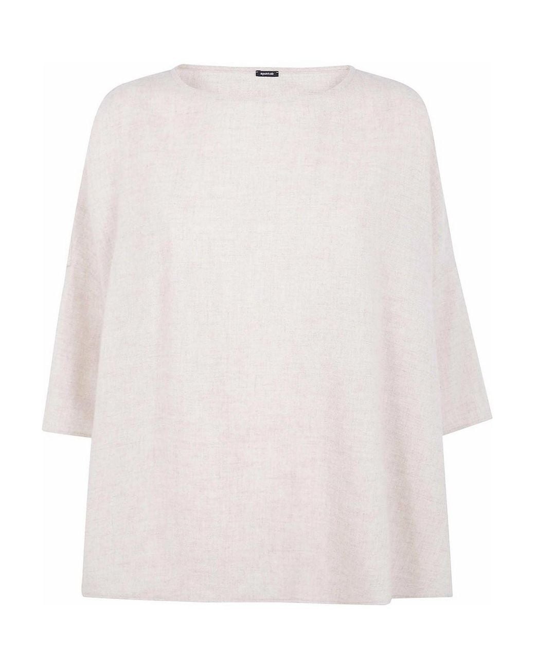 Apuntob White Boatneck Dropped Shoulder Loose Fit Blouse