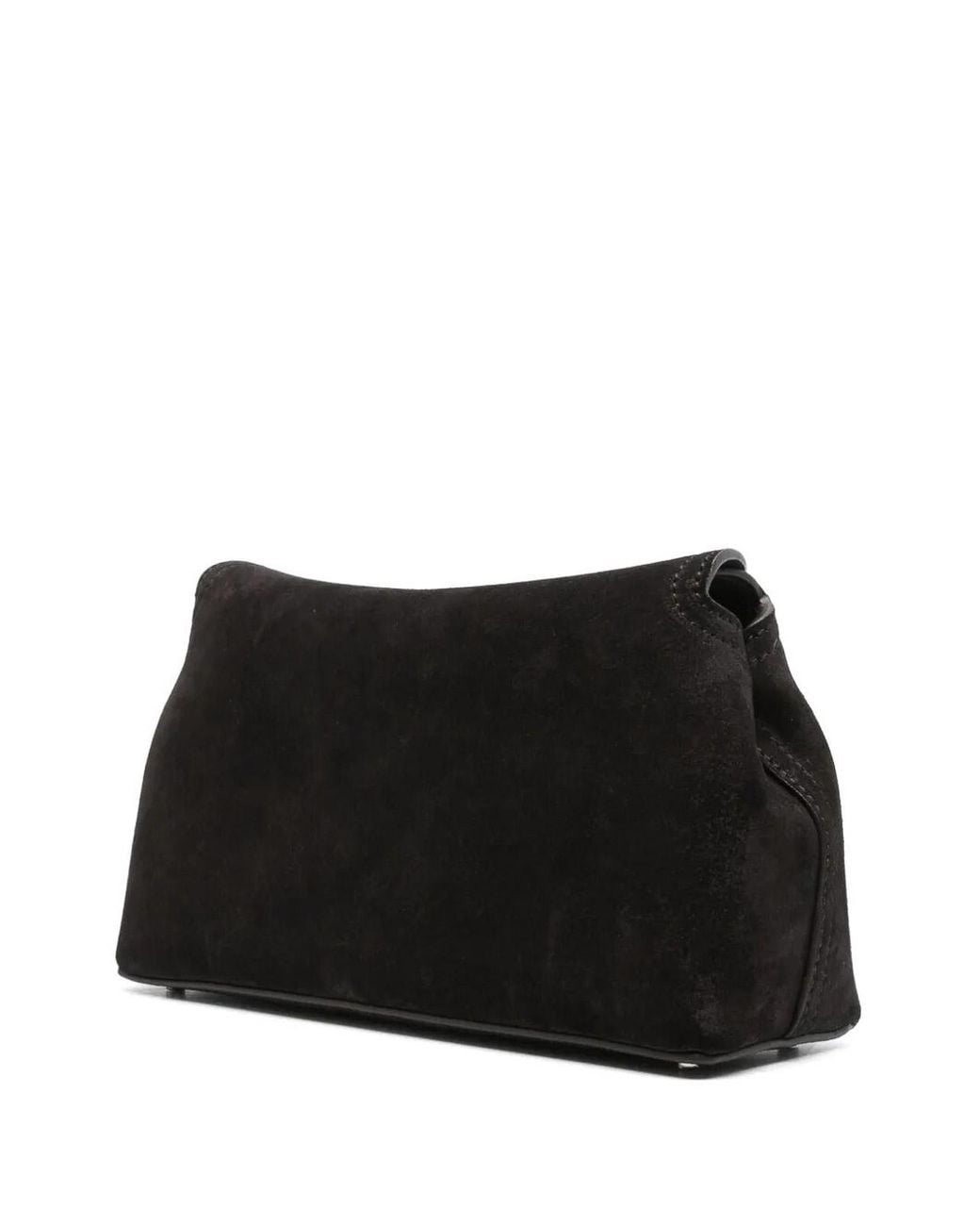 Totême Black T-Lock Suede Clutch