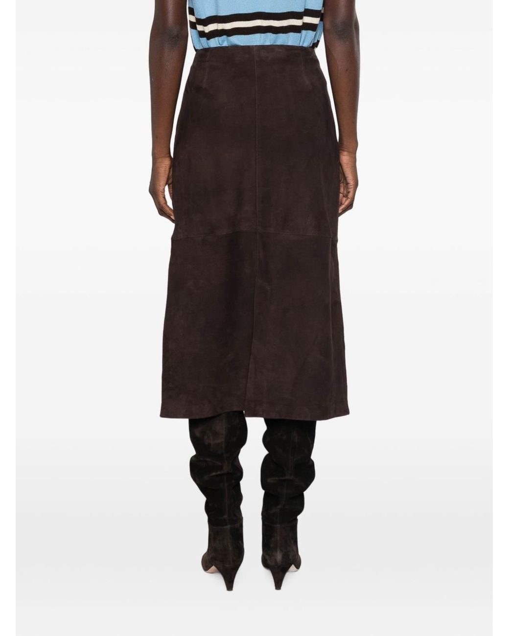 Yerse Black Suede Midi Skirt