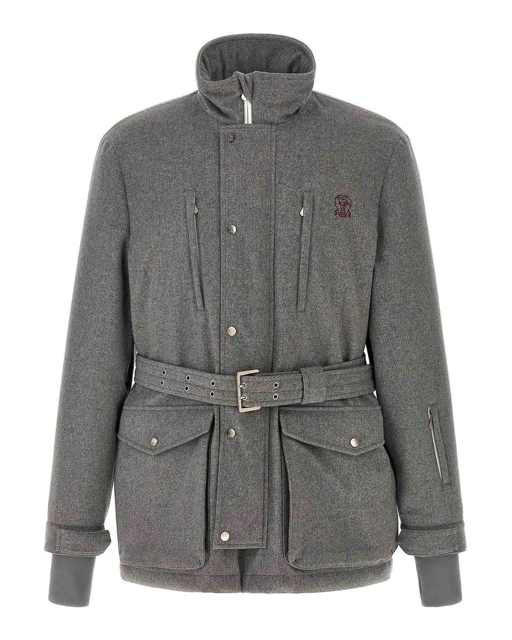 Brunello Cucinelli Gray Mountain Wool Safari Jacket for men