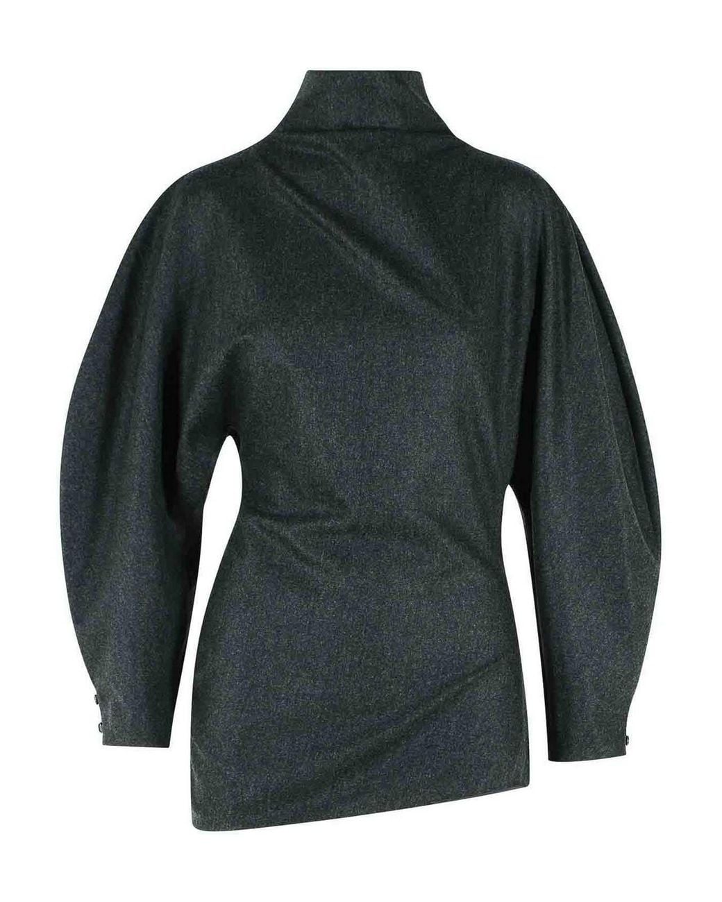 Khaite Green Harlow Wool And Charcoal Cashmere Top