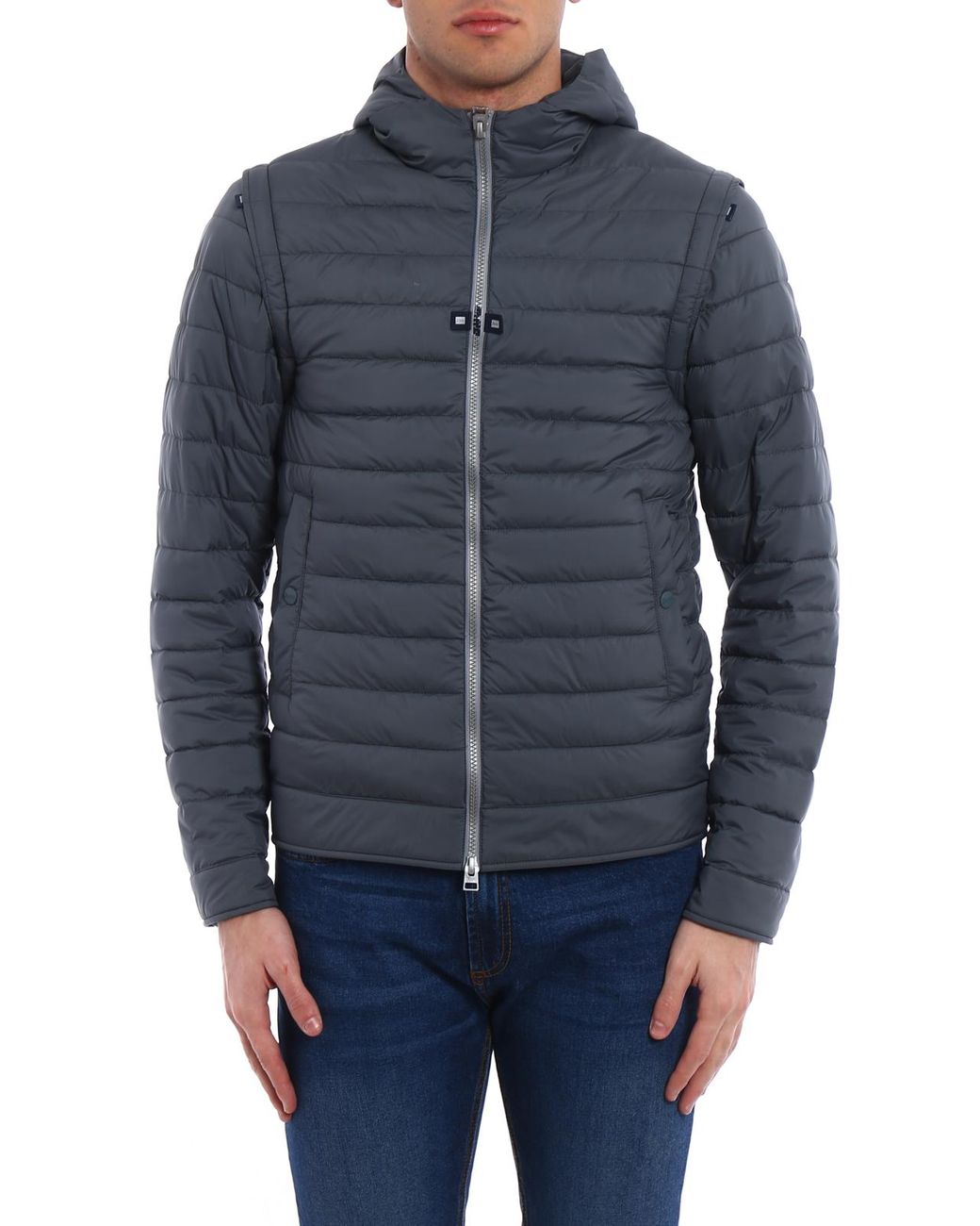 Herno Blue Jacket With Removable Sleeves for men