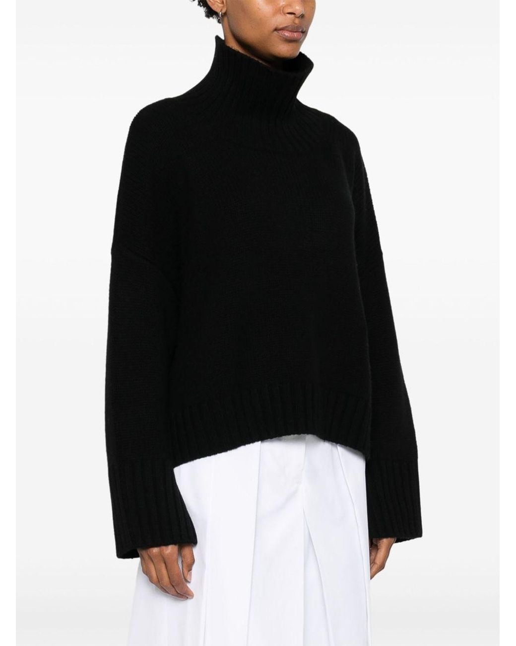 Soft Goat Black Cashmere Turtle-Neck Sweater